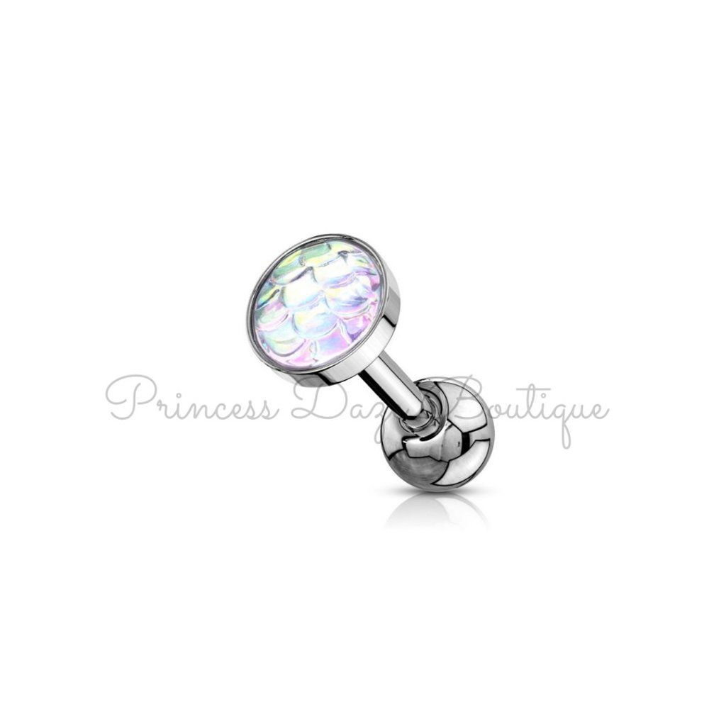 Mermaid Scale Ear Cartilage / Tragus Barbell Earring